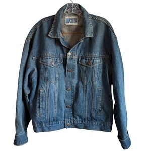 VTG Braxton Lion Pride Denim Jacket Graphic Trucker Medium Wash Blue M